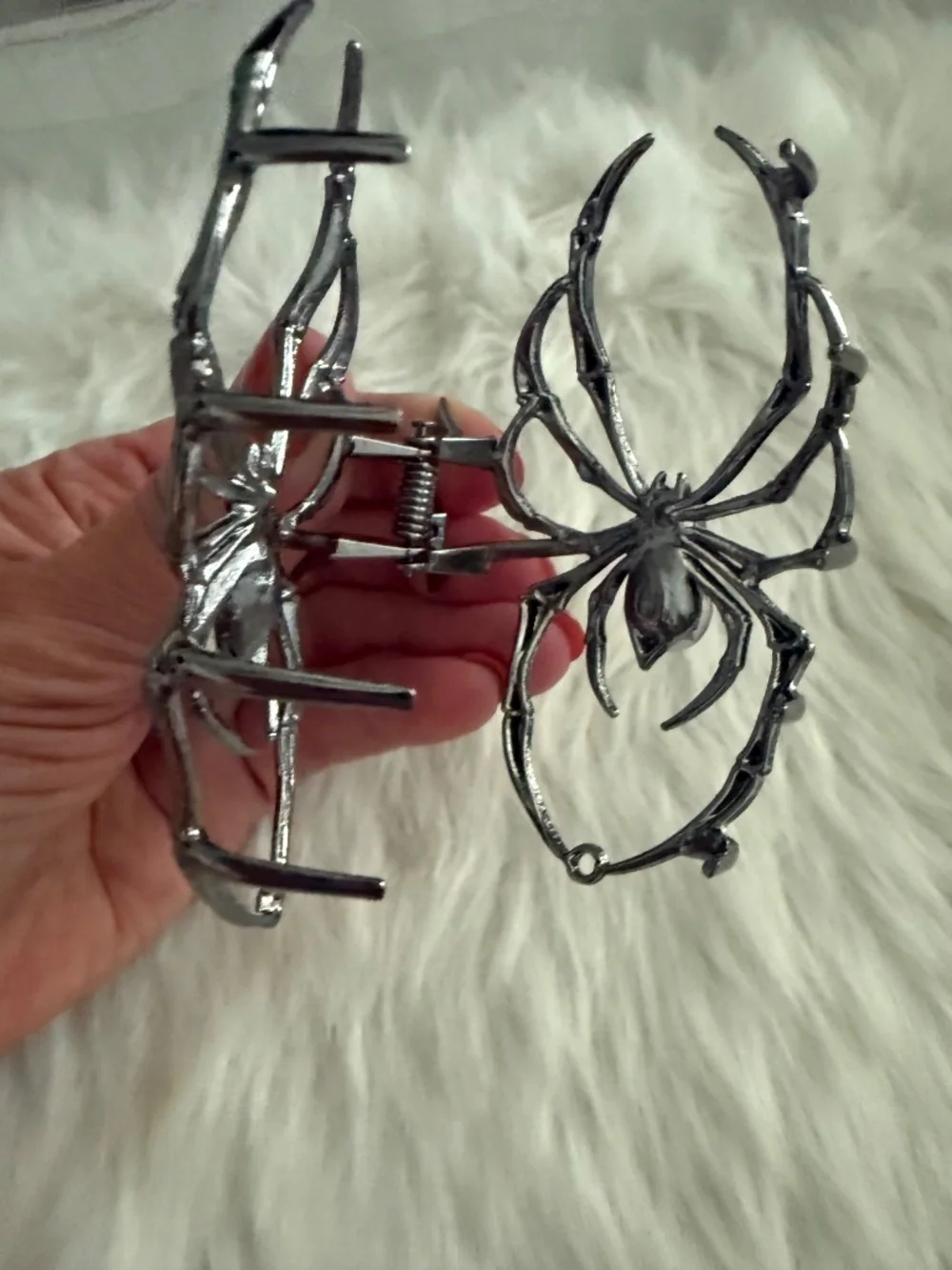 Nicole Miller Titanium Black Spider with Red Stone Hair Clip